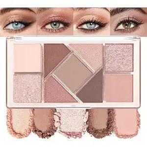 Amy'S Diary Matte Taupe Shimmer Eye Shadow Palette Makeup,Eyeshadow Long Lasting Waterproof Cruelty-Free, 9 Blendable Shades In Smooth Matte And Shimmer Finishes With Gorgeous Pearls For Woman