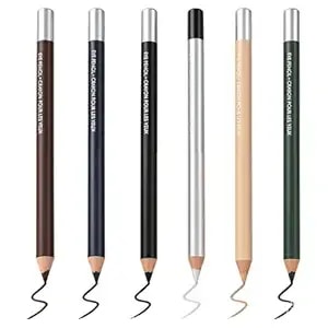 24hr Waterproof Eyeliner Pencil For All-Day Wear, 2026 New Multi-Color Eye Liner Pencil And Eyebrow Blend Tool For Makeup, Smudge Proof Eyeliner Black & Brown For Party Daily Commute (Mix-6pcs)