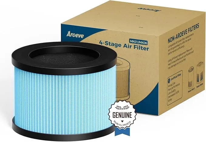 Aroeve mk01a(mk01)&mk06a(mk06) Filter Replacement-Standard Version(1 Pack) - For Smoke Pollen Dander Hair Smell, 4 Layers Of Defense, Official Filter, 3-6 Months Filter Lifespan, Easy To Install
