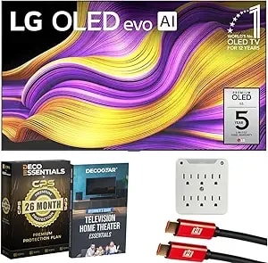 Lg 77" g5 Oled Evo 4k Uhd Tv With One Wall Design 2025 Bundle With Deco Essentials Cps Exclusive 26 Month Protection, 2x Hdmi Cable, Surge Adapter & Deco Gear Home Theater Beginner'S Guidebook