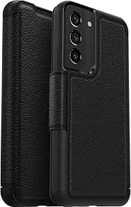 Otterbox Strada Case For Samsung Galaxy s22, Shockproof, Drop Proof, Premium Leather Protective Folio With Two Card Holders, 3x Tested To Military Standard, Black, No Retail Packaging