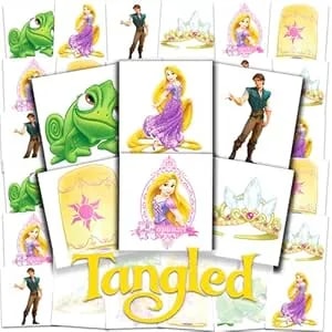 Rapunzel Tattoos Party Favors Bundle - 72 Perforated Individual 2" X 2" Tangled Temporary Tattoos For Kids Boys Girls - Rapunzel Party Supplies