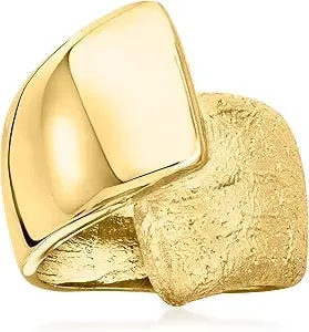 Ross-Simons Italian Textured And Polished 18kt Gold Over Sterling Wrap Ring
