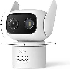 Eufy Security Wired Camera C31, Indoor/Outdoor Camera, IP66, 360° Coverage With Pan&Tilt, 24/7 Recording, Auto Tracking, No Subscription, Color Night Vision, AI Human/Vehicle/Pet/Cry Detection
