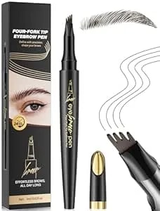 Eyebrow Pen, Microblading Eyebrow Pencil, 4 Tip 3d Eyebrow Pencils For Women Create Hair Like Natural Brows, Waterproof Long-Lasting Non Dry Out Last All Day, Dark Brown