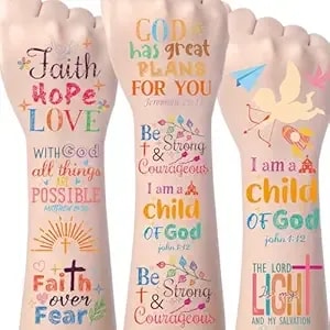Christian Temporary Tattoos Bulk - 200+ Bible Verse Temporary Tattoos Face Tattoos Christian Party Favors Decorations Supplies