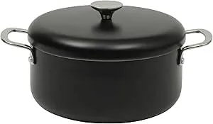 Sur La Table Kitchen Essentials Potluck Porch 5 Quart Aluminum Dutch Oven Pot W/Aluminum Lid Pfa Free Ceramic Interior Cookware Pot - Induction - Black