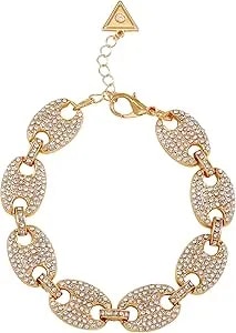 Guess Goldtone Pave Clear Stone Statement Link Bracelet