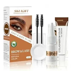 Lash Color Kit, Professional Eyelash & Eyebrow Color Kit Lasting For 2 Weeks, Instant Eyelash Color With Natural Ingredients, Safe & Easy To Use 7ml(Brown)