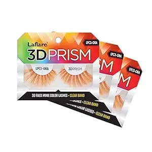 Laflare 3d Prism Color Lash, Silk, Clear Band, Fluffy Volume, Faux Mink Colored Eyelashes - 3 Packs Bundle Special (lpc3x3, Orange)