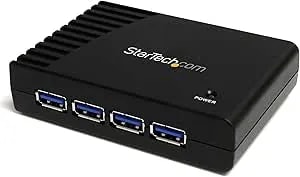 Startech.Com 4-Port USB 3.0 Superspeed Hub With Power Adapter 5Gbps - Portable Multiport USB-A Dock IT Pro - USB Port Expansion Hub For PC/Mac - 4 Port Powered USB Hub For PC (ST4300USB3)
