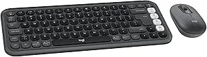Logitech Pop Icon Combo, Wireless Bluetooth Keyboard And Mouse, Comfortable Typing, Programmable Keys And Buttons, Quiet Clicks, Easy-Switch Up To 3 Devices - Graphite And Off-White