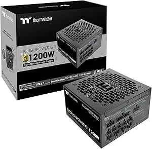 Thermaltake Toughpower Gt 1200w; Atx 3.1; x2 Native Pcie 5.1 12v-2x6; Full Modular; Flat Cables; Color Matched Connectors; Japanese Main Capacitors; 80 Plus Gold; 140mm; Black; Ps-Tpt-1200fnfagu-3