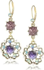 Betsey Johnson Carved Rose Dangle Earrings