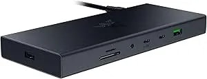 Razer Usb 4 Dock: 14 Ports (Type C, Type A, Hdmi, Dp, Ethernet, Sd, 3.5mm) - Dual Monitor Up To 4k 120 Hz - Laptop & Phone Fast Charge - Durable Lightweight Casing - Windows & Mac Compatible - Black