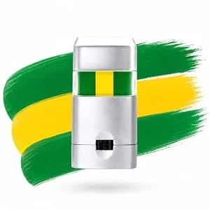 Green Yellow Green Football Face Paint, 3 Colors Blendable Eye & Face Paint Stick, Safe Glare Reduction Sports Makeup For Baseball Softball Players, Kids, Adults, Athletes (Green Yellow Green)