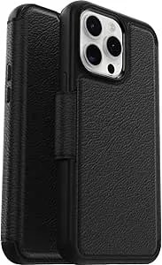 Otterbox Iphone 15 Pro Max (Only) Strada Folio Series Case - Shadow (Black), Card Holder, Snaps To Magsafe, Genuine Leather, Pocket-Friendly, Folio Case