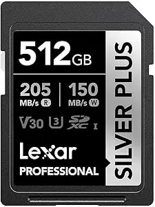 Lexar Professional Silver Plus Uhs-I v30 Sdxc Memory - 512gb, Card