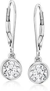 Ross-Simons 1.00 Ct. T.W. Bezel-Set Lab-Grown Diamond Drop Earrings In Sterling Silver