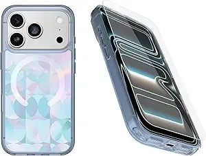 Otterbox Iphone 17 Pro (Only) Bundle: Symmetry Series+ Case & Screen Protector, Opal Prism (Clear/Multicolor) Snaps To Magsafe, Ultra-Sleek, Raised Edges Protect Camera & Screen, Non-Retail Packaging