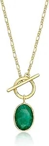 Ross-Simons 5.25 Carat Emerald Toggle Necklace In 18kt Gold Over Sterling
