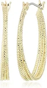 Nine West Heavy Metal Earrings - Gold Hoop Earrings For Women With 1 Inch Medium Hoops And Click Top Closure, Chunky Gold Jewelry In A Polished Tone Finish For Everyday Style And Special Occasions