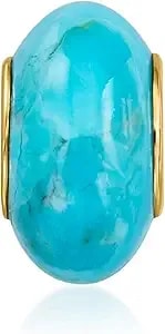 Ross-Simons 12x6mm Turquoise Bead Charm In 18kt Gold Over Sterling