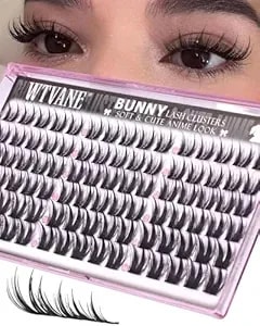 Bunny Lash Clusters Manga Eyelash Clusters 10-12-14mm Anime Cluster Eyelash Extensions Wispy Lashes Clusters With Spikes Wet Look Fairy C Curl Individual Lash Extensions For Cute Bunny Look