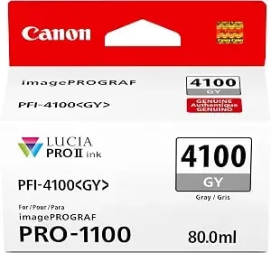 Canon Pfi-4100 Genuine Gray Ink Tank, Compatible With Imageprograf Pro-1100 Printers