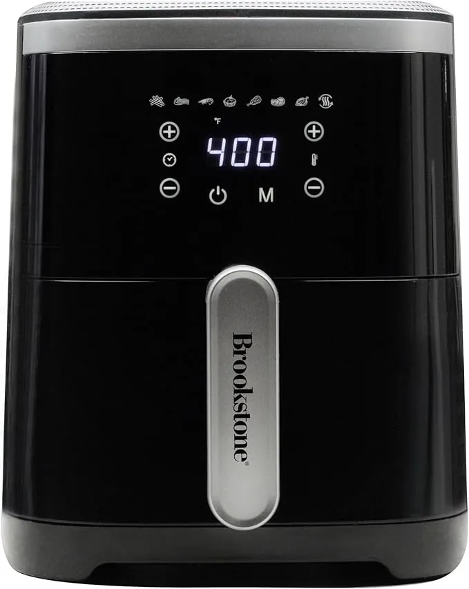 Brookstone 4.5 Qt Air Fryer, 1300w, Led Display, 8 Presets, Black - Digital Led Controls With Adjustable Temperature For Oil-Free Baking, Roasting And Crispy Everyday Cooking