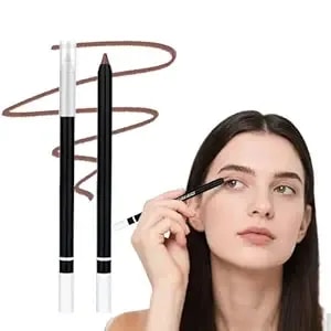 Kamoji 24 Hr Waterproof Eyeliner Duo Sharpenable Eye Pencil, 2025 New 2 In 1 Eyeliner And Eyebrow Pencil Smooth And Easy To Color, Upgrade Multi-Use Longwear Eyeliners Pencils (Light Brown)