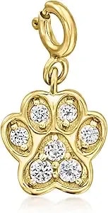 Ross-Simons 0.40 Ct. T.W. White Topaz Paw Print Charm In 18kt Gold Over Sterling