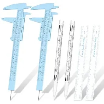 Teling 6 Pieces Eyebrow Tools Eyebrow Measuring Ruler Microblading White Marker Pen With Paper Ruler Skin Marker Permanent Makeup Position Mark Tools For Lips Skin