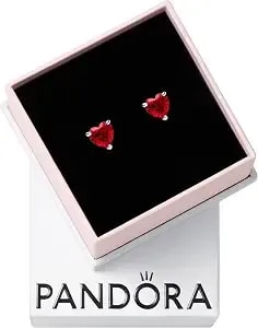 Pandora Red Heart Stud Earrings - Gift For Her - Sterling Silver Stud Earrings With Man-Made Stones - Jewelry For Women - With Gift Box
