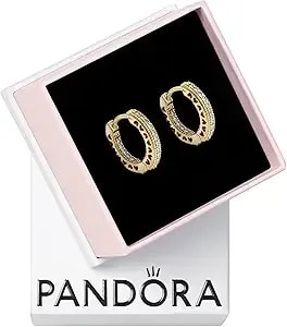 Pandora Heart Hoop Earrings - Great Gift For Women - Stunning Women'S Earrings - 14k Gold & Cubic Zirconia - With Gift Box - 1.7 Mm