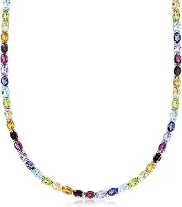 Ross-Simons Gemstone Tennis Necklace In Sterling Silver