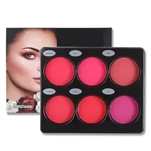 6-Colour Blush Palette, Long Lasting High Pigment Matte Pressed Powder Blush For Cheeks, Matt Shimmer Pressed Powder Blush, Face Matte Pink, Peach, Rose Palette Blush. (01, Color)