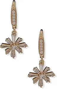Anne Klein Crystal And Gold French Wire Earring Featuring Crystal Starburst Drop Charm