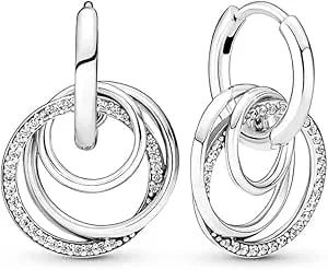 Pandora Family Always Encircled Hoop Earrings - Elegant Earrings For Women - Great Gift For Her - Made With Sterling Silver & Cubic Zirconia