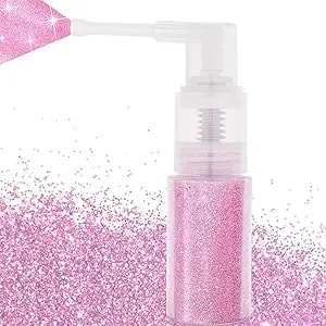 Meicoly Pink Hair And Body Glitter Spray,25g/0.88oz,Shinny Sparkle Glitter Spray For Clothes,Loose Shimmer Hairspray For Festival Rave Makeup/Stage Performance,Lightweight