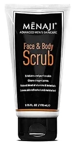 MëNaji Face & Body Scrub - Exfoliating Mens Face Wash And Body Scrub - Deep Clean For Sensitive Skin - All Natural Skin Care - 5.75 Fl Oz