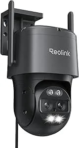 Reolink 4K Wired Wifi Outdoor Camera, 8MP Dual Lens Security Camera, 360 PTZ Camera Auto Tracking, 2.4/5GHz Wi-Fi Smart Person/Vehicle Detection, 6X Hybrid Zoom, Color Night Vision, Trackmix Wifi