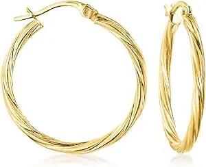 Ross-Simons Italian 14kt Yellow Gold Twisted Hoop Earrings