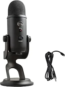 Logitech Creators Blue Yeti USB Microphone For PC, Mac, Gaming, Recording, Streaming, Podcasting, Studio And Computer Condenser Mic With Blue VO!CE Effects, 4 Pickup Patterns, Plug And Play - Blackout