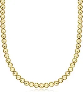 Ross-Simons Italian 8mm 18kt Gold Over Sterling Bead Necklace