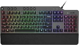 Lenovo GY40T26478 Legion K500 RGB Mechanical Gaming Keyboard, 3 ZONE Full-Size Keyboard, 7 User Programmable Hot Keys; 16.8 Million Colors, 50 Million-Click Red Mechanical Keys, Detachable Palm Rest