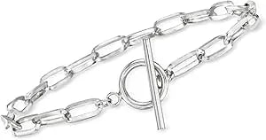 Ross-Simons Sterling Silver Paper Clip Link Toggle Bracelet