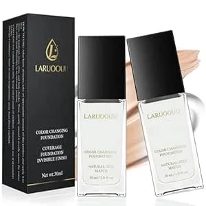 Color Changing Foundation For Women, Skin Tone Adapting Liquid, Medium-Full Coverage, Long-Lasting, Waterproof, Sweat-Proof, Blurs Fine Lines & Imperfections, Lightweight (1 Fl Oz (Pack Of 2))