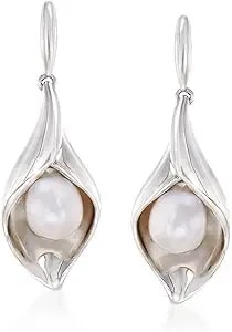 Ross-Simons 6.5-7mm Cultured Pearl Nature-Inspired Drop Earrings In Sterling Silver