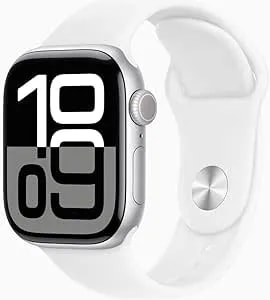 Apple Watch Series 10 [GPS, 42mm] - Silver Aluminum Case With White Sport Band, M/L (Renewed)